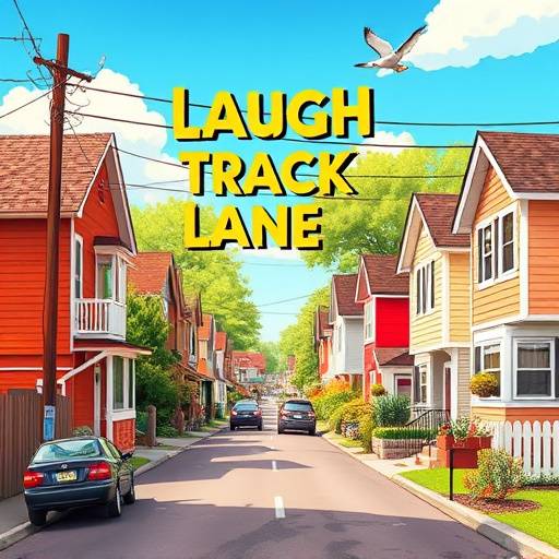 Poster of 'Laugh Track Lane', a sitcom following the chaotic lives of neighbors.